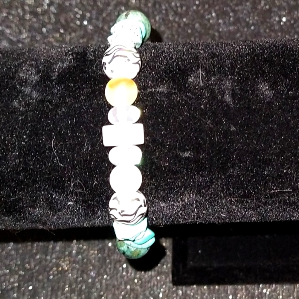 Handmade Natural Stone and Glass Bracelet